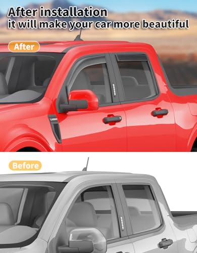 Image of in-Channel Window Visors Rain Guards for Ford Maverick 2022-2026 | Extra-Thick,Extra Durable,Window Deflectors,Vent Visors,Vent Shades,Truck Accessories,Polycarbonate (PC)