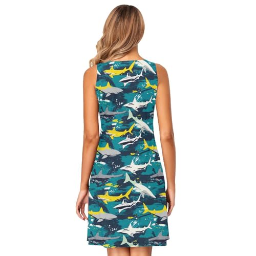 Image of ALAZA Women's Summer Dress Sun Dress Sleeveless with Pockets