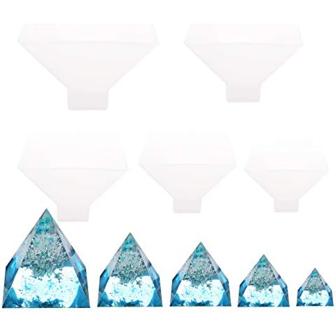 Markeny 5 Size Resin Casting Molds Pyramid Resin Mold Cube Silicone Molds for DIY Craft Making Silicone Clear Casting Molds, Pyramid Cover