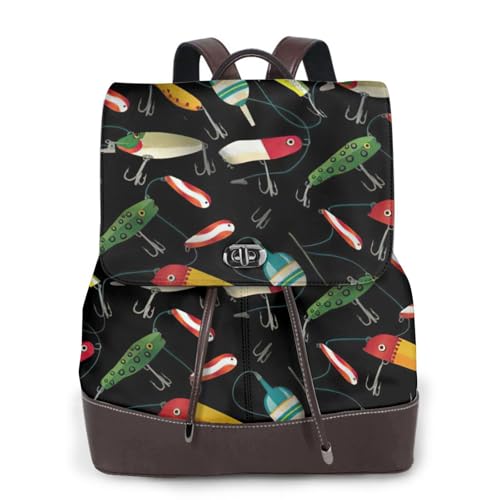 Sac à dos en cuir femme imprimé pêche idéal pour vos voyages loisirs et bureaux