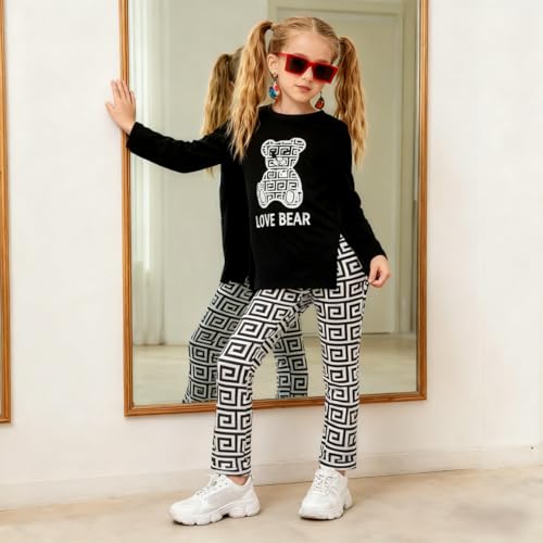 Image of Tween Girl's Letter Print Top + Jogger Pants 2 Piece Outfit Set Kids Clothing, Sizes 6-14 Years