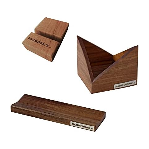 NATUREHOME Elegant office set made from solid walnut wood: pen tray, note box, mobile phone holder Cover