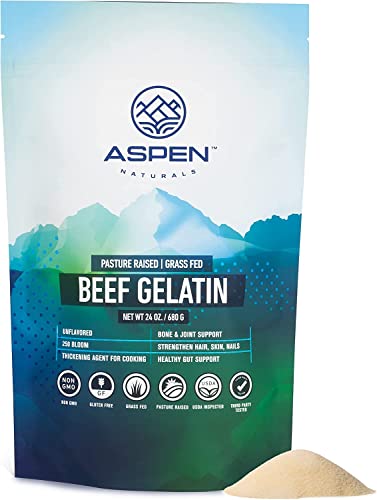 ASPEN NATURALS Beef Gelatin Powder 5 Lb – Grass Fed, Pasture Raised | Healthy Hair, Skin & Nails | Gut Support | Paleo Friendly Protein Supplement | Unflavored, Non-GMO, Gluten-Free