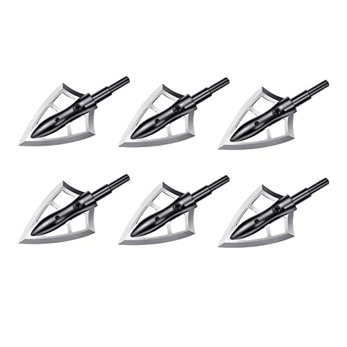 Neffadeque Broadheads 125 Grain Steel Fixed 2 Blades Hunting Broadhead Arrow Tips Archery Arrowhead For Compound Bow Crossbow Recurve,Pack Of 6 #TOP1