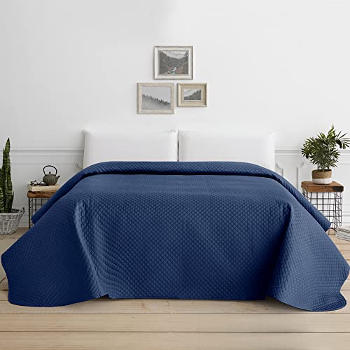 Vipalia Colcha Bouti Verano. Colcha Cama 180 Dormitorio Matrimonio Modernos. Cubre Camas Primavera y Entretiempo Reversible Ligera Acolchada Suave. Colcha Rombos. 270x260 cm. Color Azul Marino.