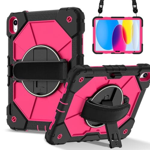 Étui iPad 10e génération 10.9 coque antichoc enfant avec support rotatif et bandoulière