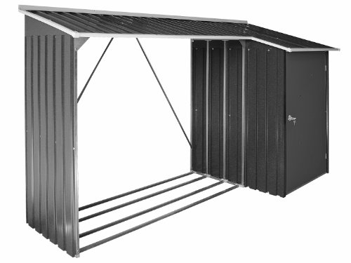 Duramax WoodStore Combo 8' x 3' with Side Closed Storage Room - Anthracite with Off-White Trimmings - 15 Years Warranty