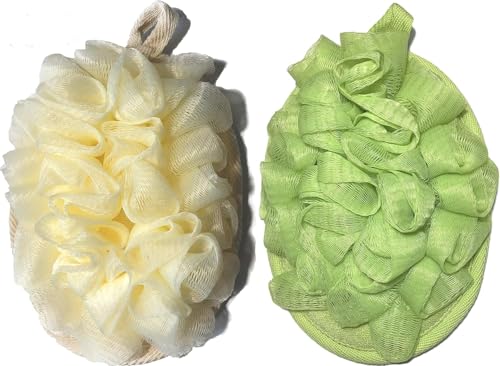 Fangzichen 2 manoplas de baño exfoliantes para hombres y mujeres, esponja de lufa, cepillo de malla de baño, limpiador de ducha, elimina la piel muerta, 5 x 7 pulgadas