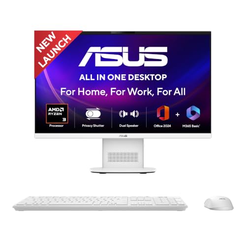 ASUS VM240FA (2026), AMD Ryzen 3 30, AMD Radeon iGPU, 8GB RAM, 512GB SSD, FHD, 23.8"(60.4 cm), Windows 11 Home, M365 Basic(1 Year),Office 2024, White,
