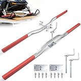 FULEIYA 2PCS 46' Snowmobile Ski Tie Down Bar Kit with Crank Plate & Threaded Nut, PE Protectors, Red, Universal Fit, Powersports Tie-Downs