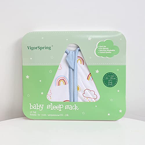 Vigorspring Baby Sleep Sack Rainbow,Pure Cotton Wearable Blanket 1.5 Tog Swaddle Transition Sleeping Bag Small 0-6 Months #TOP2