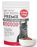 Know Better Beef Recipe Premix for Raw Or Cooked Cat Food – Create Homemade RAW or Cooked Meals - Senior & Kitten Friendly - Grain-Free - Cats Essentials - Supplies for Indoor & Outdoor Cats (4.8 Oz)