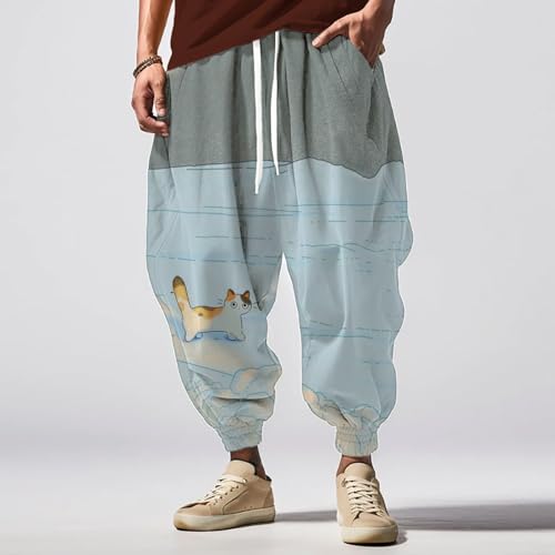 Mens Harem Pants Casual Elastic Waist Pants Oversized Exercise Pajama Joggers Hip Hop Aladdin Boho Drop Crotch2