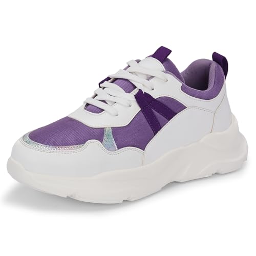 Image of Centrino Women Chunky Sneaker | Cushioned Insole for Comfort | Stylish Lace-Up Design | Perfect for Casual Shoe for Girls (A6845)