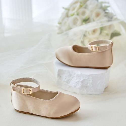 Image of Felix & Flora Girls Toddler Little Ballet Shoes - Flower Girls Mary Jane Flats Dress Shoes Party Wedding