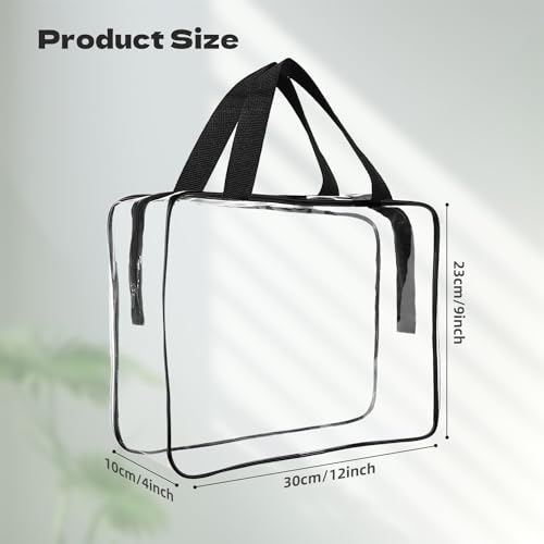 GEMLORD 12 Pieces Large Clear Cosmetic Organizer Makeup Bag, Clear PVC Travel Toiletry Bags with Zipper and Handle, Plastic Tote Bags for Beach, Traveling, Shopping, Storage2