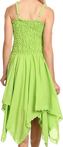 Image of Sakkas Ella Smocked Bodice Spaghetti Strap Double Layered Dress