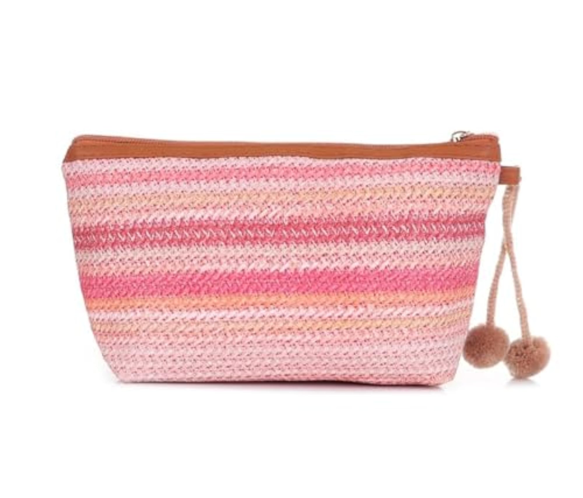Jute Cosmetic Pouch with Floral Design, Makeup Bag