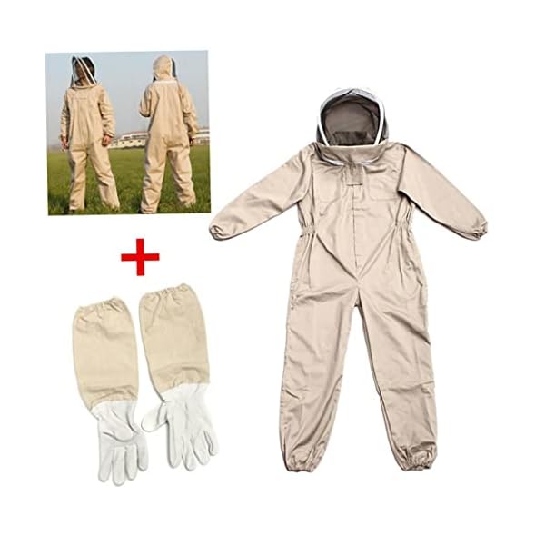 NIDONE Imkeranzug Imkergeschirr Imker-Vollschutzanzug mit Fechtschleier-Handschuhen für Berufsimker (XL Coffee) – Bild 3