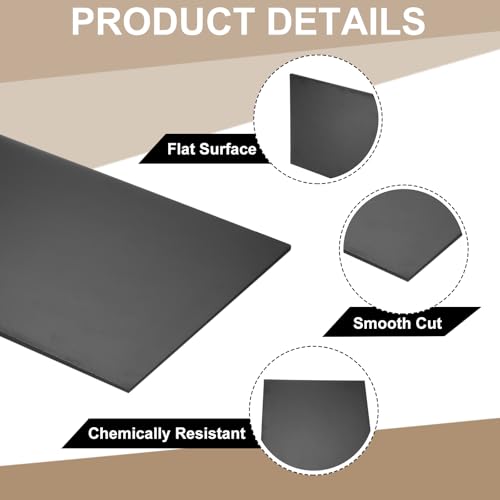 Image of MECCANIXITY HDPE Plastic Sheet 1 /8 inch Thick, 8 inch x 12 inch High Density Polyethylene Plastic Blocks, HDPE Cutting Board for DIY, Home Floor Improvement, Black
