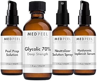 Glycolic Acid Chemical Peel, Professional Strength & Medical Grade Chemical Face Peel, Address Fine Line, Wrinkle, Prominent Hyper-Pigmentation for Olive & Pale skin tones (70% Peel & Basic Kit)