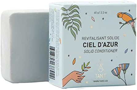 TANIT Ciel D'azur Solid Conditioner Bar, All-Natural Hair Conditioner Bar for Dry, Brittle and Frizz Control, Vitamin-Enriched for Oily Hair, Peach and Vanilla Scented, 2.2 oz