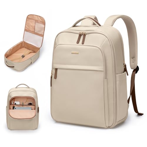 GOLF QUALITY Mochila de viaje de 22 litros para mujeres y hombres, Bolsa de transporte para aviones, artículo personal, mochila para laptop, 17.3 pulgadas, Apricot