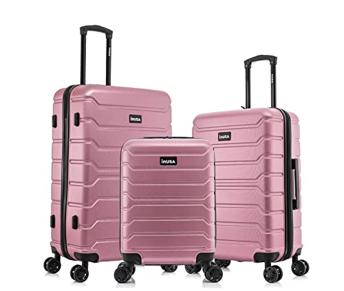 Image of InUSA TREND Luggage with Spinner Wheels | Durable Lightweight Hardshell Suitcase,Travel sets with Handle and Trolley | (20in, 24in, 28in) 3 Piece Set | Rose Gold