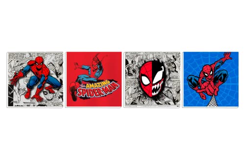 Decographics 4 tableaux jeunesse/enfants super-héros Justice League Spiderman de 20x20 cm