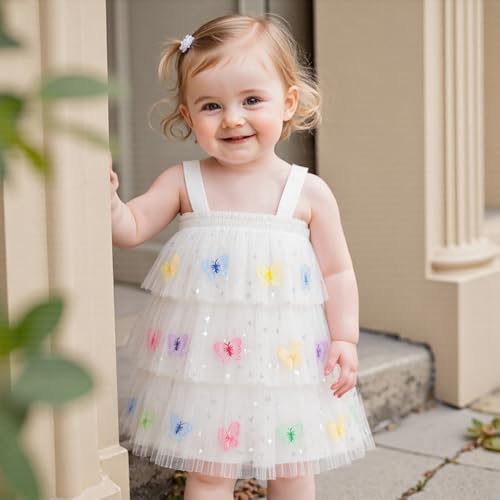 Kids Toddler Girl Tulle Dress Butterfly Flower Star Sequin Sleeveless Tiered Dresses Princess Sundress Summer Outfit2