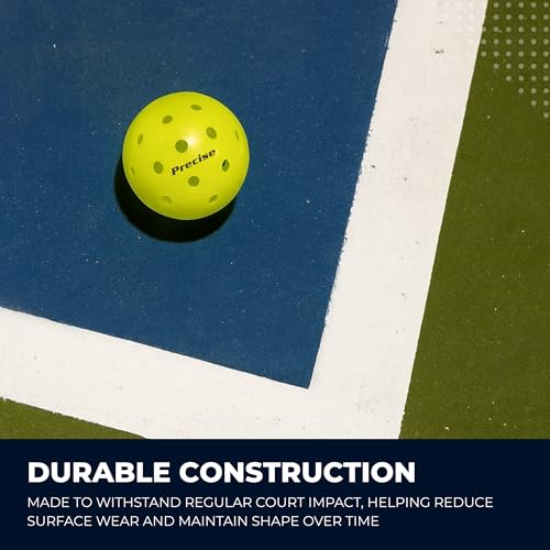 Image of PRECISE A40 - Outdoor Pickleball Balls | 40 Precision Holes for Stable Flight, USAPA Approved, Durable Construction Resists Wear, Available in Green or Yellow