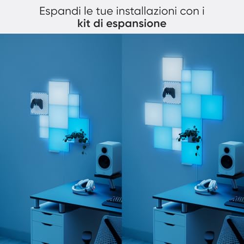 Blocks Kit Iniziale | 6 Quadrati Illuminazione Diffusa Uniforme, Pannelli da Parete RGBW, Luci Led 16M Colori, Sincronia Musica e Schermo, Thread/WiFi Controllo via App e Vocali (Alexa Apple) - Illuminazione - Immagine 7