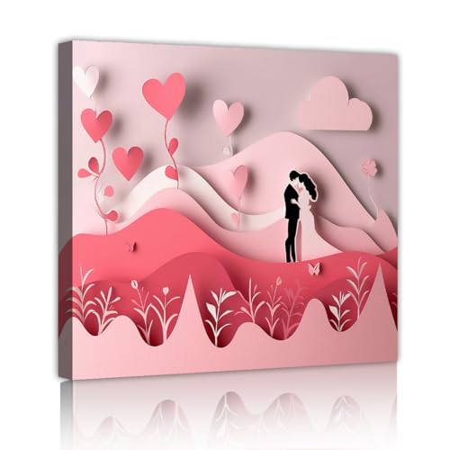 Toile Art mural couple romantique paysage rose abstrait pour décorer la salle de bain et le salon