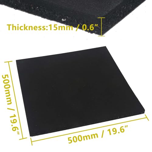 Tapete de goma para equipo de ejercicio pesado para gimnasio o garaje, 0.6 pulgadas de grosor, pack de 4, 19.67”x19.67” cada uno, área total 10.76 pies cuadrados miniatura 3