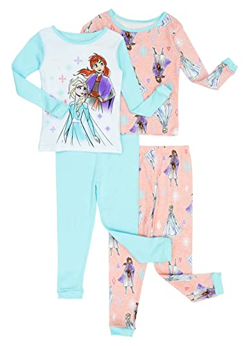Disney Girls Little Pajama Set, Aqua/Coral