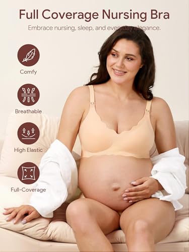 Image of Angelhood Nursing Bras for Breastfeeding Ultra Comfort Seamless Maternity Bra Pack Wireless Pregnancy Bralette Bra Extender