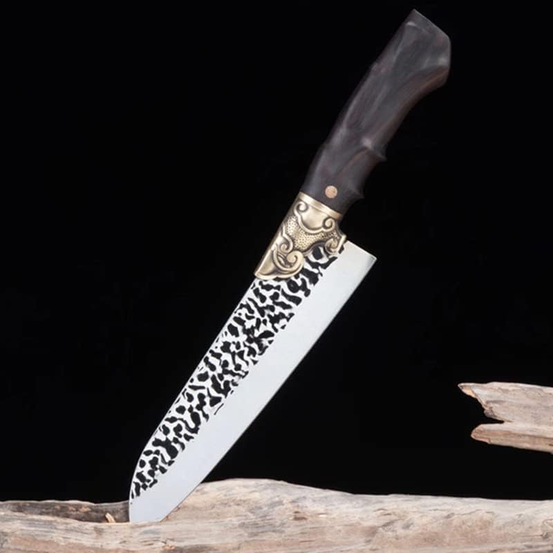 Meat Cleaver, 7.5 Inch Longquan Knife Handmade Forged Steel Kitchen Japanese Santoku Knife Copper Decor Slicing Cleaver Pro Sashimi Sushi (Color : Santoku Knife, Kitchen Knife Size : 7.5 inch)