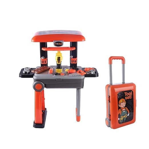 TOYIQ Tool Kit Set for Kids – Pretend Play Toys, Deluxe Tool Kit Play Set with Trolley, Role Play Toys for 3+ Years Kids, Boys, Girls, DIY Toys for Children 3