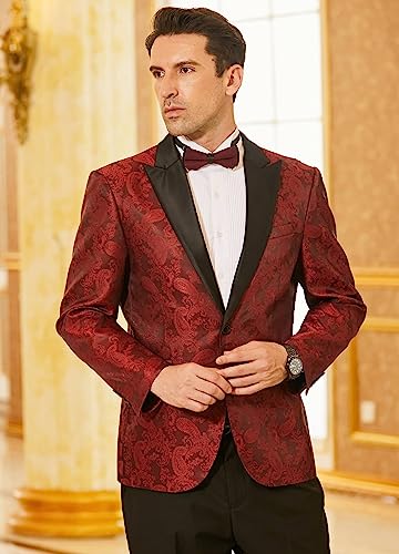 COOFANDY Men's Floral Paisley Formal Tuxedo Suit Jacket Dress Dinner Party Prom Weeding Blazer2