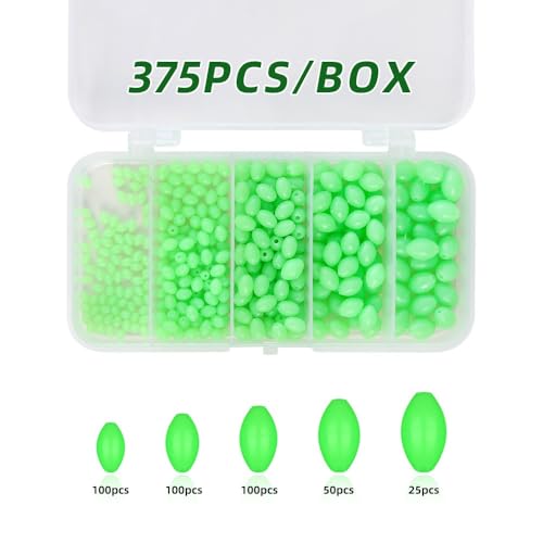 375 piezas cuentas luminosas ovaladas verdes para pesca miniatura 4