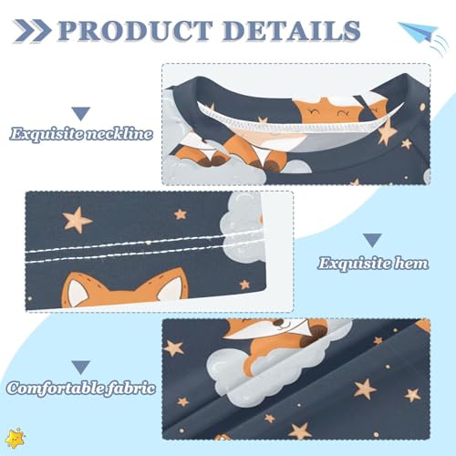 ALAZA Kids Rash Guard Boys Toddler Swim Shirts Short Sleeve Fox Cloud UPF 50+ 3T3