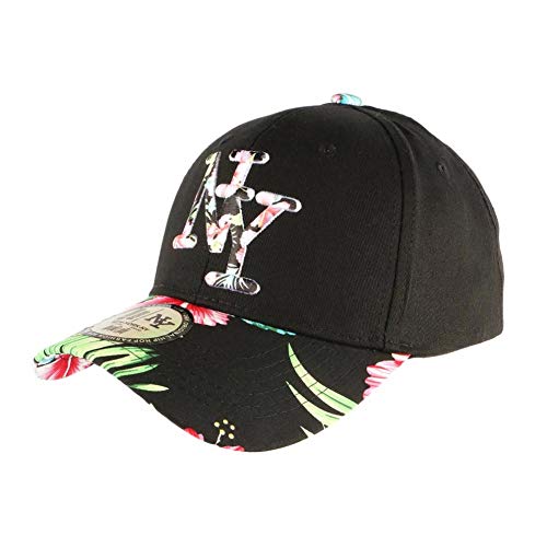 Casquette NY Noire Fleurs Rouges Gili Baseball Fashion Tropic - Taille: Taille Unique - Couleur: Noir - Mixte