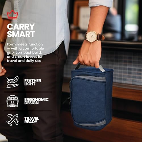 Image of FATMUG Large Toiletry Organizer Dopp Kit Washbag for Men, Cosmetics Pouch for Women- Navy Blue