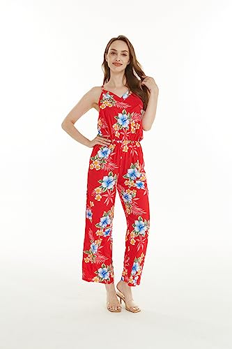 Image of Matchable Family Hawaiian Luau Men Women Girl Boy Clothes in Hibiscus Red