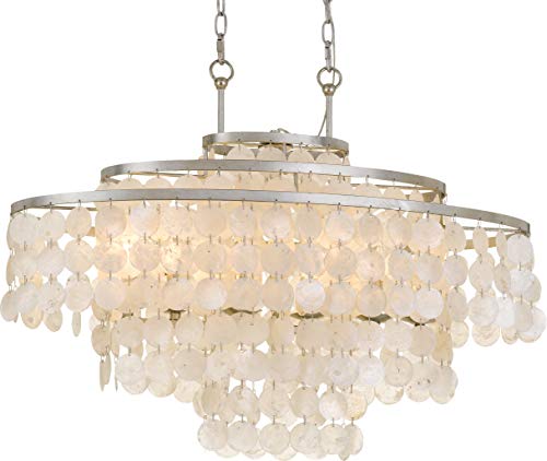 Brielle 6 Light Antique Silver Linear Chandelier - Ceiling Light Fixture - Chandeliers for Hallway, Living Room, Foyer, Farmhouse - Indoor Modern Chandelier and Flush Mount Light Fixture #1