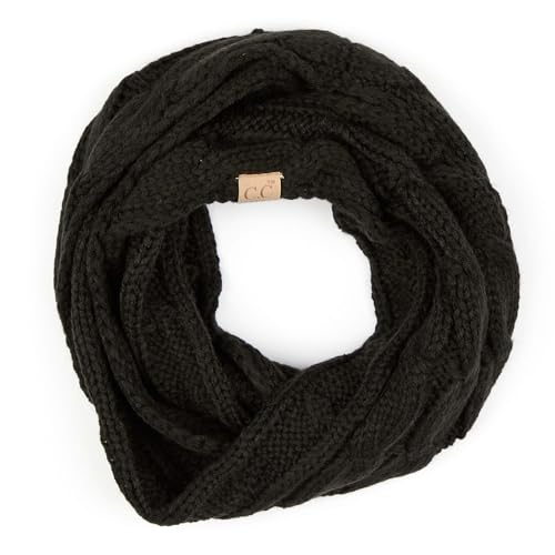 Image of C.C Kids Cable Knit Infinity Scarf For Boys Girls - Comfortable Soft Warm Children Youth Knit Muffler