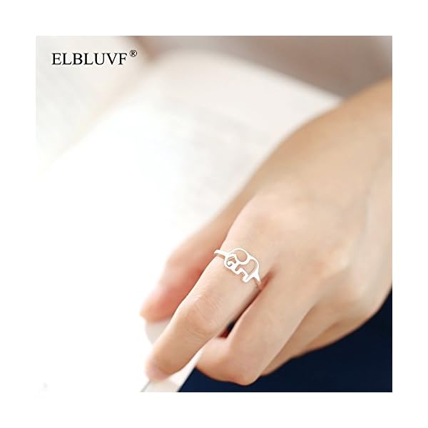 ELBLUVF 925 Sterling Silver Elephant Animal Lucky Ring Jewelry Bridesmaid Gift Favor (6.5)