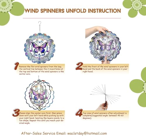 Wind Spinners Outdoor Hanging, 12 * 12 Inches,Stainless Steel Hanging Butterfly Butterfly Decorations,Great for Adding an Accent to The Garden Yard/Indoor/Outdoor/Garden（1pcs）