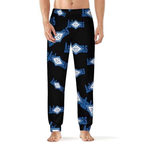 Flag of Arkansas Men's Pajama Pants Soft Lounge Bottoms Lightweight Jogger for Sleeping
