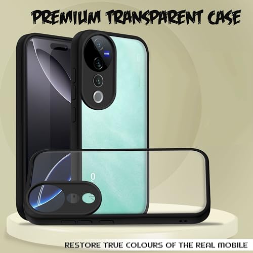 Image of V-TAN Back Cover for Vivo V40, V40 Pro Compatible Case, Transparent Clear, TPU, Camera Protective Shockproof Cover (Black)